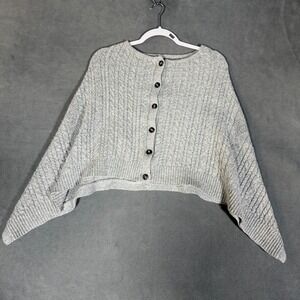 Orvis Cable Knit Cardigan Gray Cropped One Size Womens Sweater